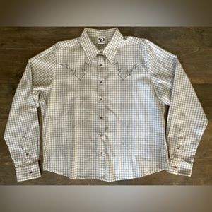 VINTAGE ROCKIES PEARL SNAP DOWN WESTERN SHIRT. SIZE XL